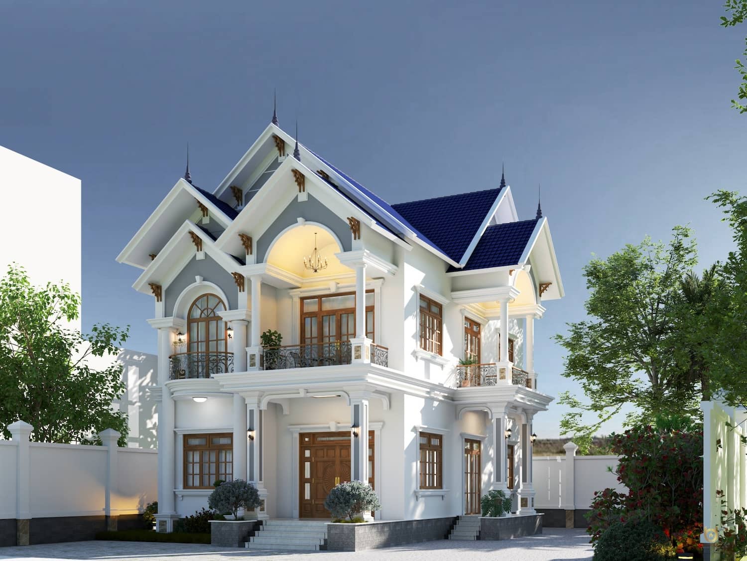 Ngoại thất thiết kế biệt thự 2 tầng mái thái