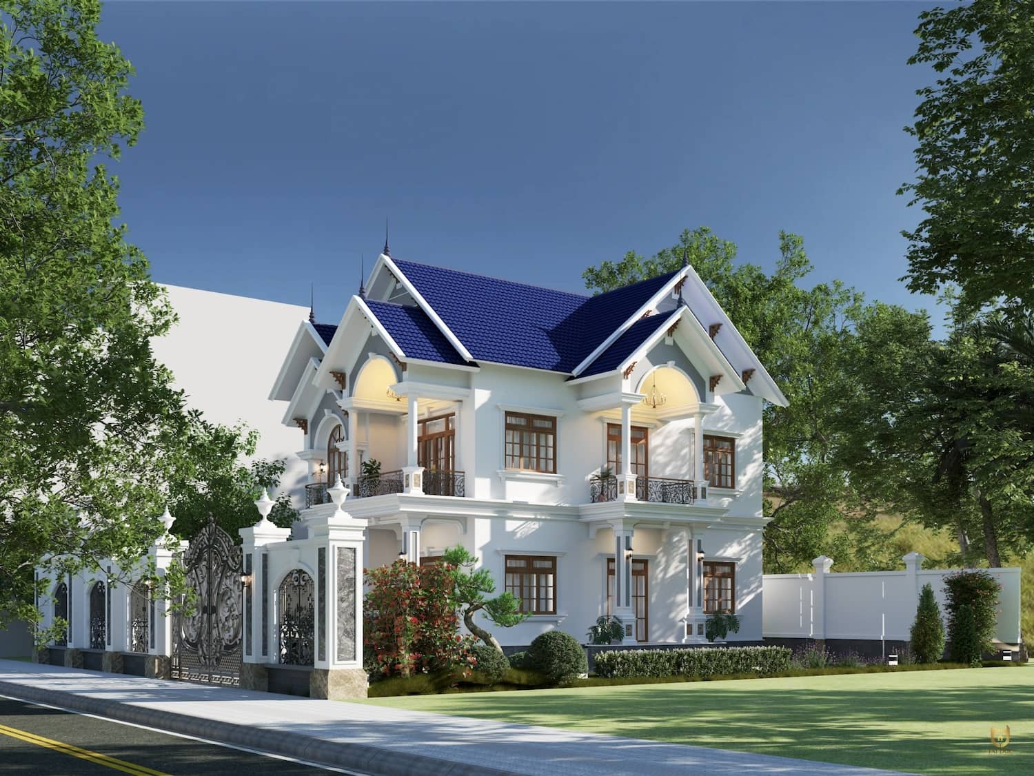 Ngoại thất thiết kế biệt thự 2 tầng mái thái