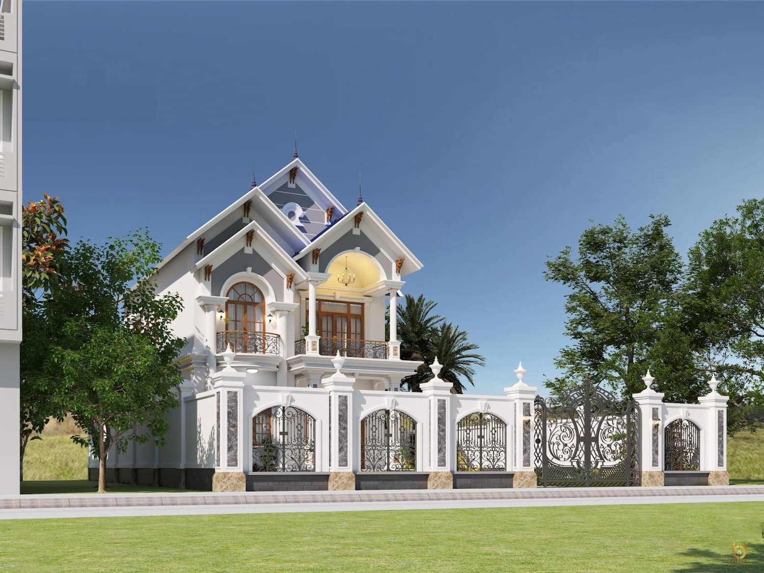 Ngoại thất thiết kế biệt thự 2 tầng mái thái